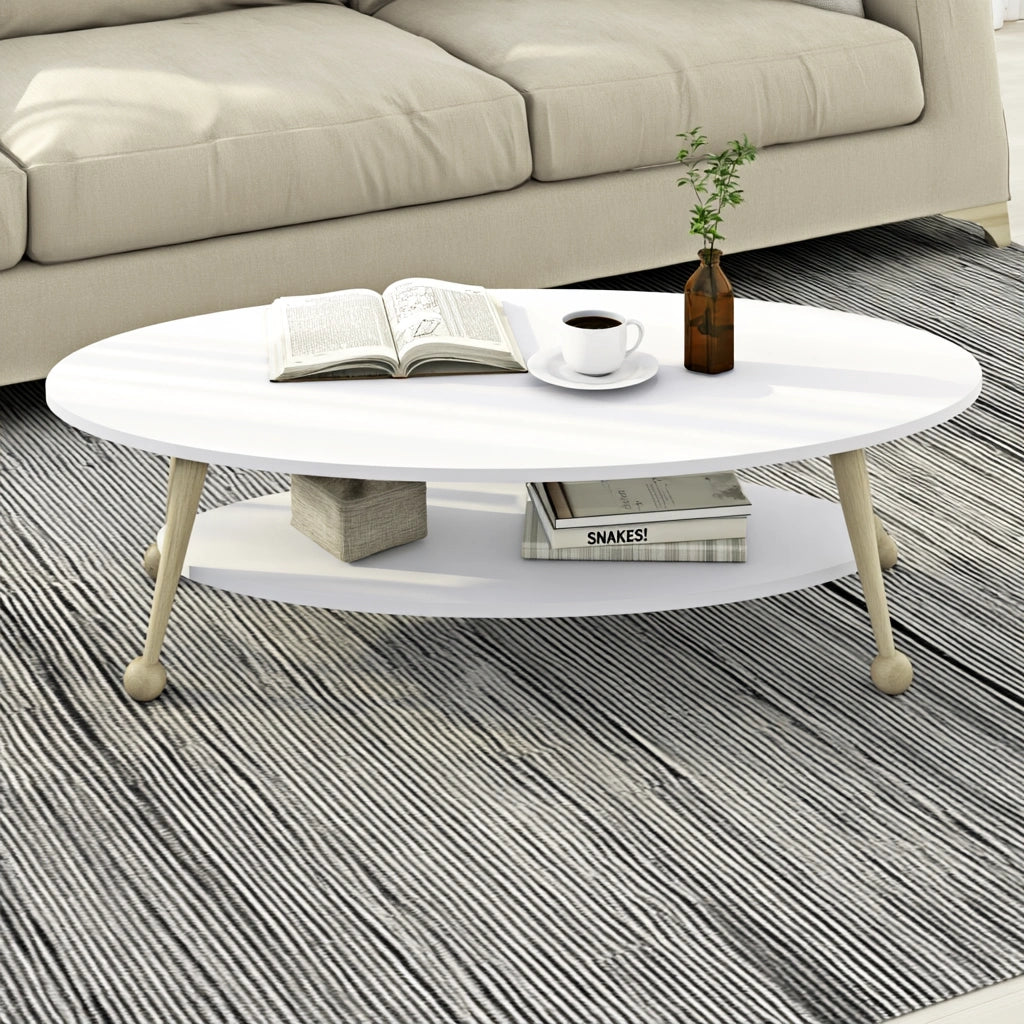 Salontafel met twee niveaus, kleur grijs en wit