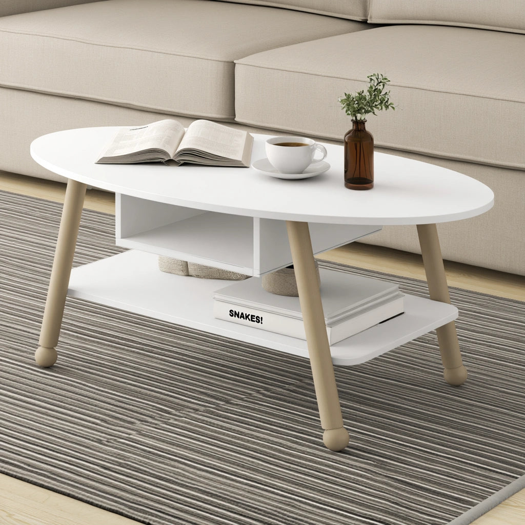 Salontafel met twee niveaus, kleur grijs en wit