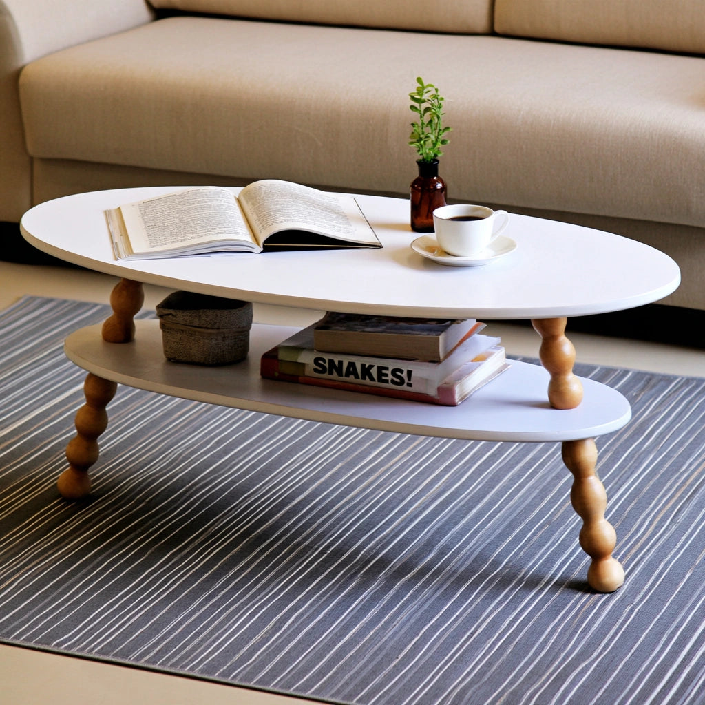 Salontafel met twee niveaus, kleur grijs en wit