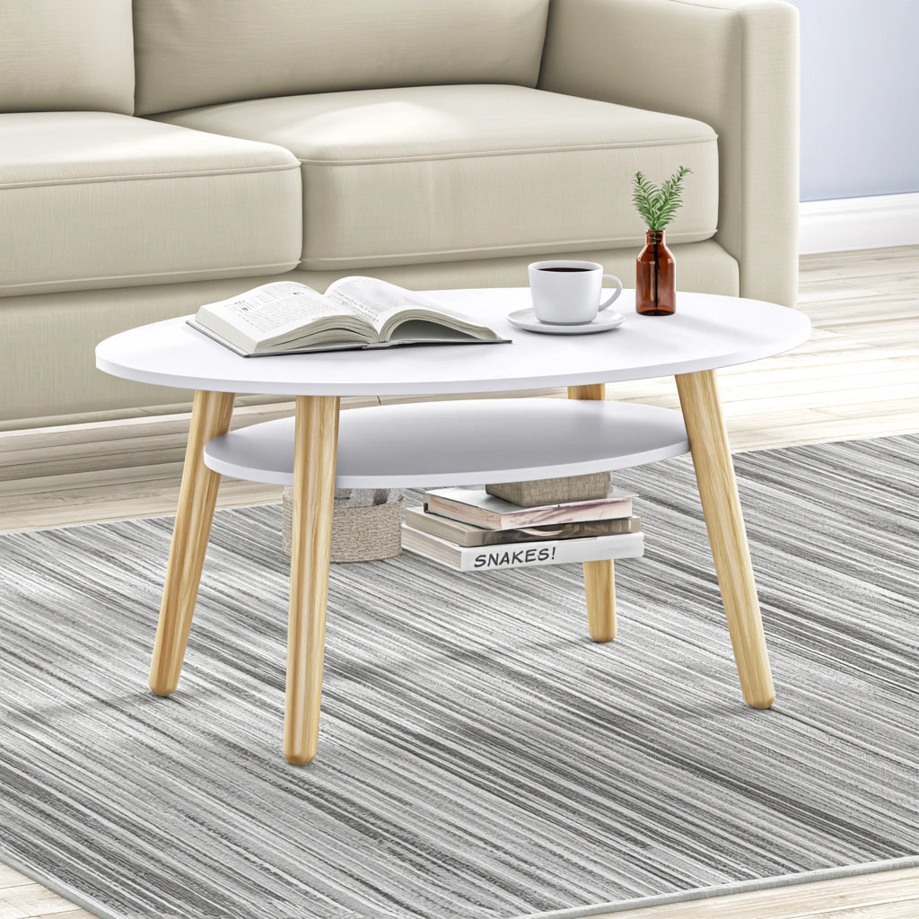 Salontafel met twee niveaus, kleur grijs en wit